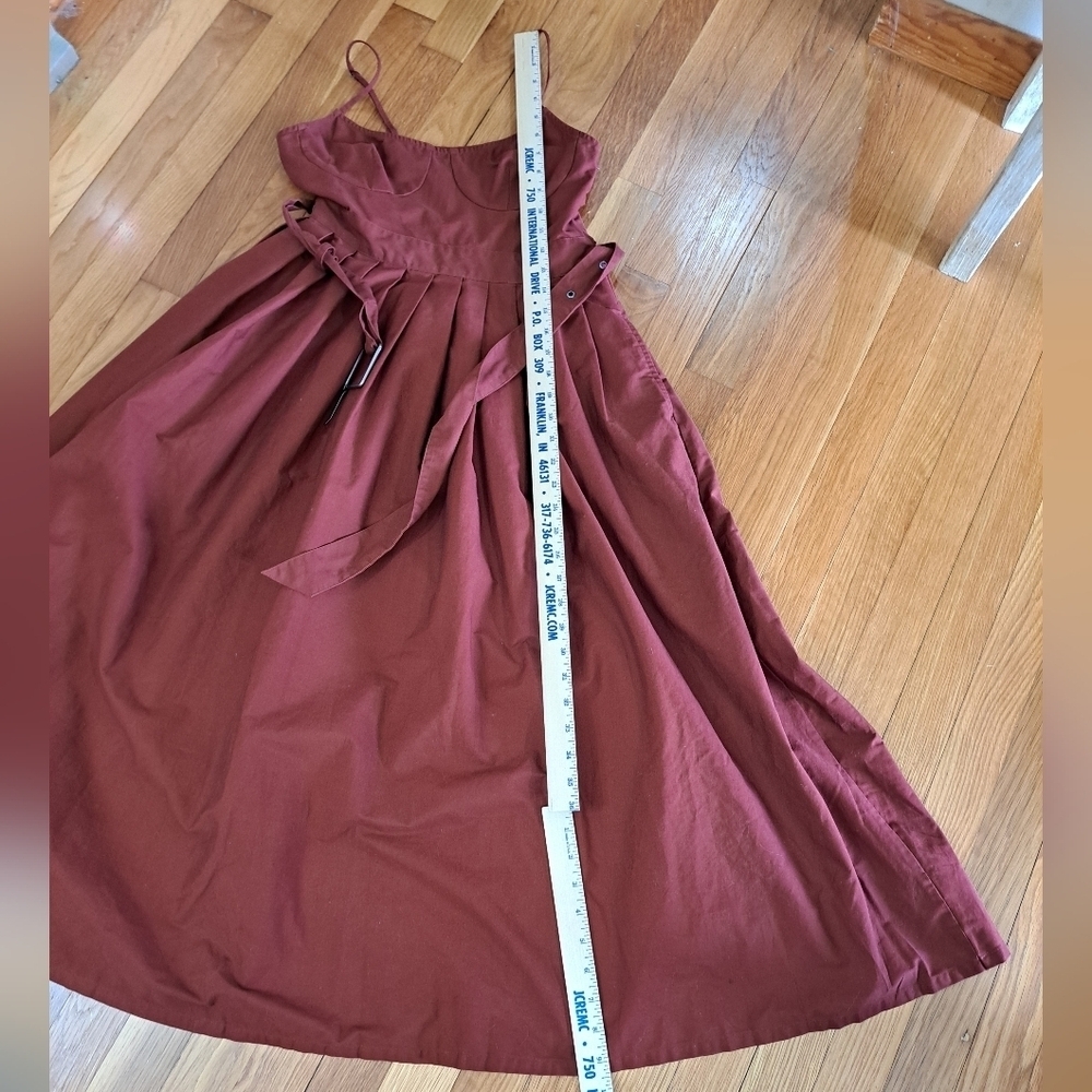 Future Collective Size 2 Women's Rust Color Midi Dress Sleeveless Adjustable - Picture 12 of 12